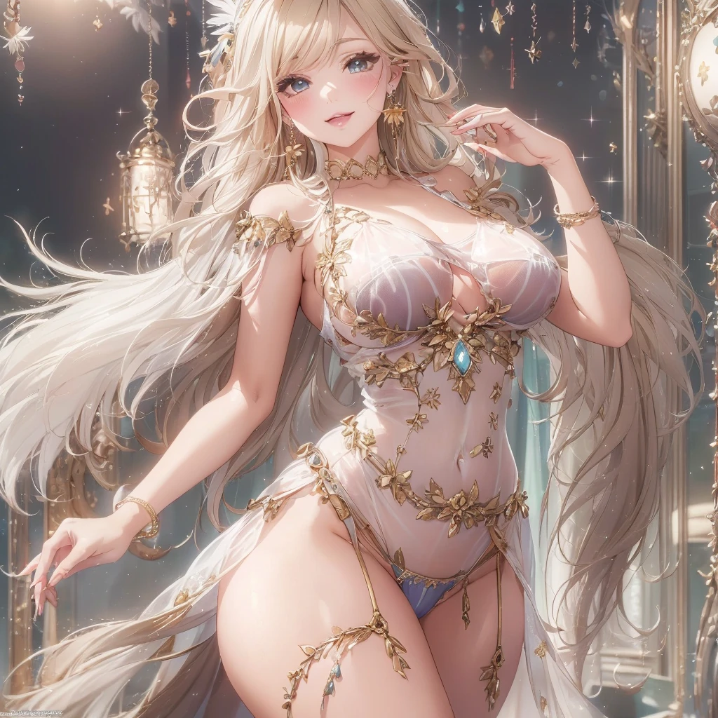 去最高のmasterpiece、beautiful美しさ, 3D 2D, rich, blonde, skirt, stockings, High heels, poison、star、star、(Highly detailed CG Unity 8K wallpaper),(masterpiece), (最high quality), (Very detailedな), (Best Work),(Best Shadow), (sharp eyeliner, eye shadow, fine eye:1.1), (超High resolution,Realistic,最high quality,Realistic),(8K,RAW Photos,最high quality,マstarプル),Mature Woman、Sensual curves、Huge breasts、Thighs、bubble、お尻のmasterpiece, 最high quality, Very detailedな, full body shot, Mature Woman, beautiful Mature Woman, Nightgowns and underwear, Captivating smile, Thick lips, plump唇, blush, Looking at the audience, Provocative expression, beautiful髪型, Cleavage, plump、Curvy Hips、Attractive face、Sexy Lingerie、An inviting gaze、Expressing emotions、Obscene underwear、(((Erotic see-through lingerie set)))、Standing position、Gorgeous Accessories 、Big Breastsの女性, Bare shoulders, Blonde, colored feather, Precious metal decoration, colored Flowers, particle, Light, (masterpiece, 最high quality, 最high quality, Official Art, beautiful and aesthetic:1.2), (1 Girl:1.3), Very detailed,(Fractal Art:1.1),(colorful:1.1)、(Flowers:1.3),Most detailed,(Tangled:1.2), (Dynamic pose), (Abstract background:1.3), (Shiny skin), (Many colors :1.4), ,(Earrings:1.4), (feather:1.4),masterpiece, 最high quality, Very detailedな, 30~40 years, full body shot, beautiful 、Mr.々Hair style，Gold headband，Ample breasts，beautiful butt，Greek clothing，Tulle covers the chest，Perfect balance, Detailed clothing details,marble，Statue of God，cinematic Lighting, Film Grain, 8K, masterpiece, Very detailedな, High detail, high quality, High resolution,(((Browsing Caution:1.2)))、Exposed breasts、Openwork decoration，(((See-through dress)))、(((解剖学的に正しいbody))) , 最high quality, Very detailedな, (((Obscene underwear)))、Lift your butt, From below, (((R-18)))、Feast、Thighs, Big Breasts, Are standing, Cowboy Shot, blush, (((1 Girl))), (masterpiece:1.3), (High resolution), (8K), (Very detailed), Perfect Face, Nice eye and face, (((最high quality))), (Very detailedな), detailed face and eye, (alone), High resolution、beautifuleye,(((Sexy pose)))、(((整ったBig Breasts)))、((beautiful eye))、luxury、(((超High resolution)))、(((Detailed Description)))、(((ぽっちゃりbody型)))、(((解剖学的構造に一致したbodyの部位)))、beautiful長いまつ毛ランスのとれたbody型,2 feet、Perfect size for legs and arms、Fishnet tights、glamorous、(((Clear white and black eye)))、lipstick、Sparkling、(Undistorted face, eye, body)、jewelry、gem、(長くカールしたbeautifulまつ毛)、(((バランス良いbeautiful胸)))、(transparent, Exquisite skin:1.2)、(((完璧なglamorousボディー)))、Actress&#39;s face、Super beautiful、Cute Smile、Healing beauty、Flower Shower、完璧なeye、Realistic depiction、Super sexy、Shiny、glamorous、tutoring、Compensate、ぼやけていないeye 
