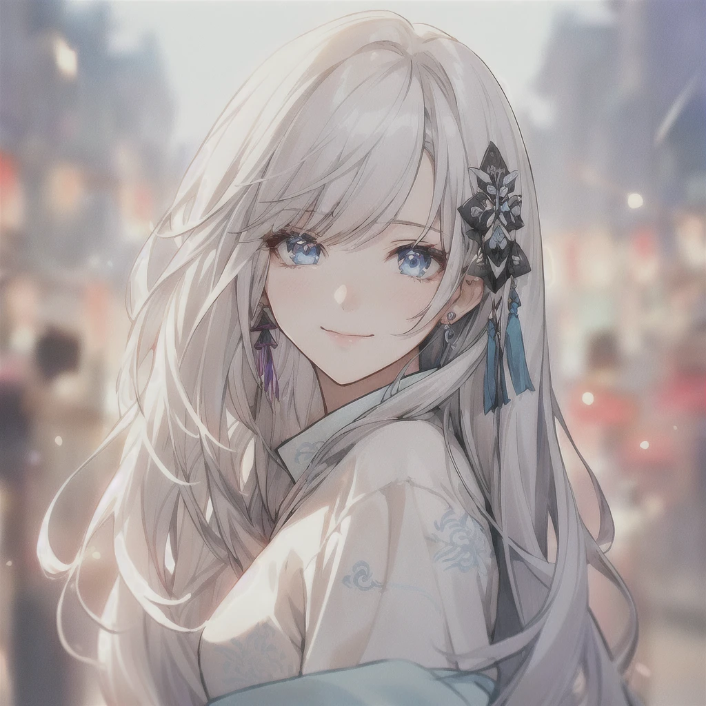 Anime girl with long white hair and blue eyes in the city, White-haired God, Beautiful anime portraits, Detailed portrait of an anime girl, Perfect white hair girl, Beautiful Anime Girls, Beautiful Anime Women, White Hair Girl, Cute Anime Girl Portrait, palace , Girl in Hanfu, From Girls Frontline, guweiz on pixiv artstation, ”Beautiful Anime Women