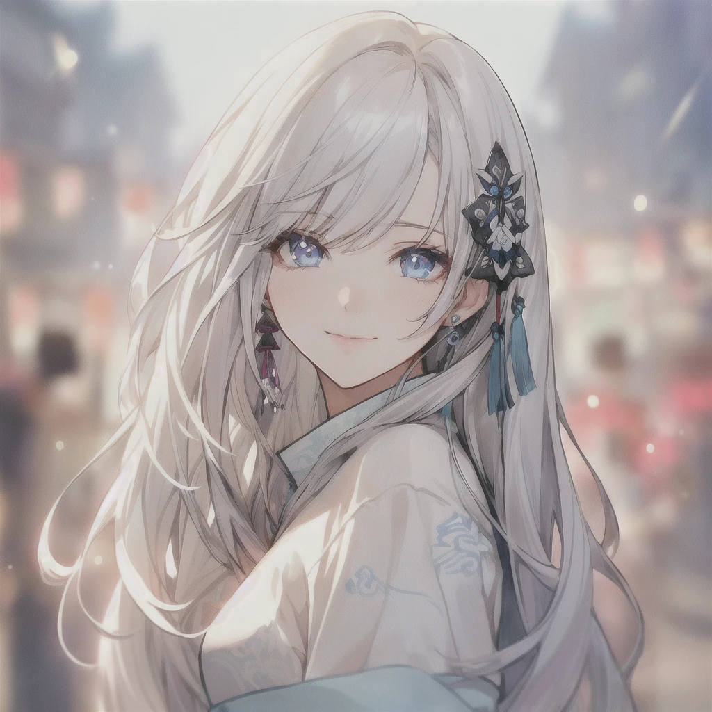 Anime girl with long white hair and blue eyes in the city, White-haired God, Beautiful anime portraits, Detailed portrait of an anime girl, Perfect white hair girl, Beautiful Anime Girls, Beautiful Anime Women, White Hair Girl, Cute Anime Girl Portrait, palace , Girl in Hanfu, From Girls Frontline, guweiz on pixiv artstation, ”Beautiful Anime Women