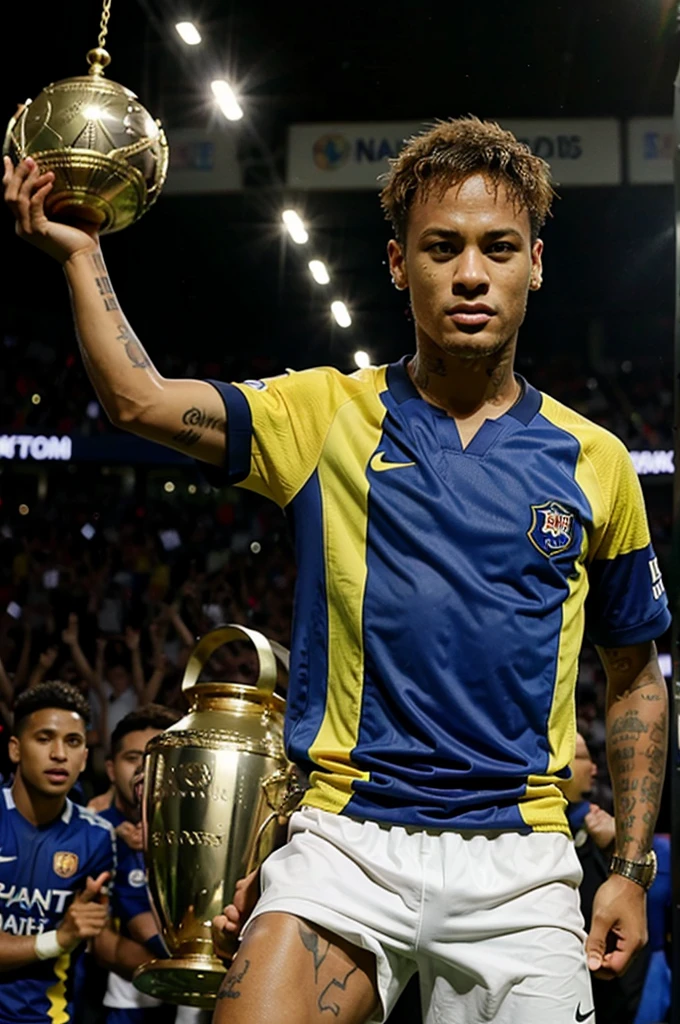 Neymar lifting the champions