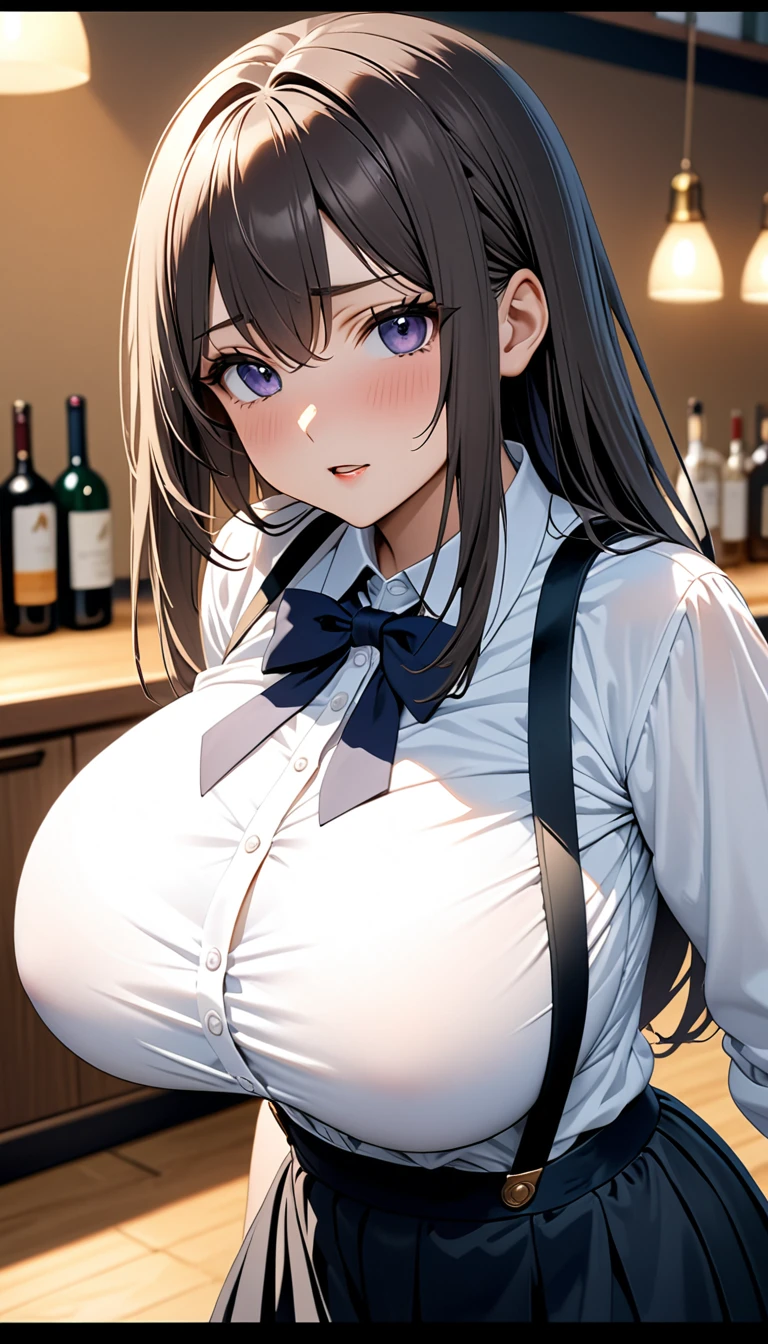 (Masterpiece、Highest quality、Very detailed、4K)、One Woman、、Big Breasts、suspenders、stand、Long Skirt、
