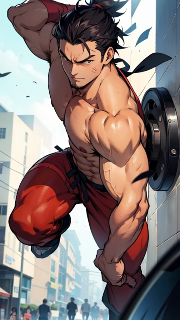 anime Man, muscular, fought with people
