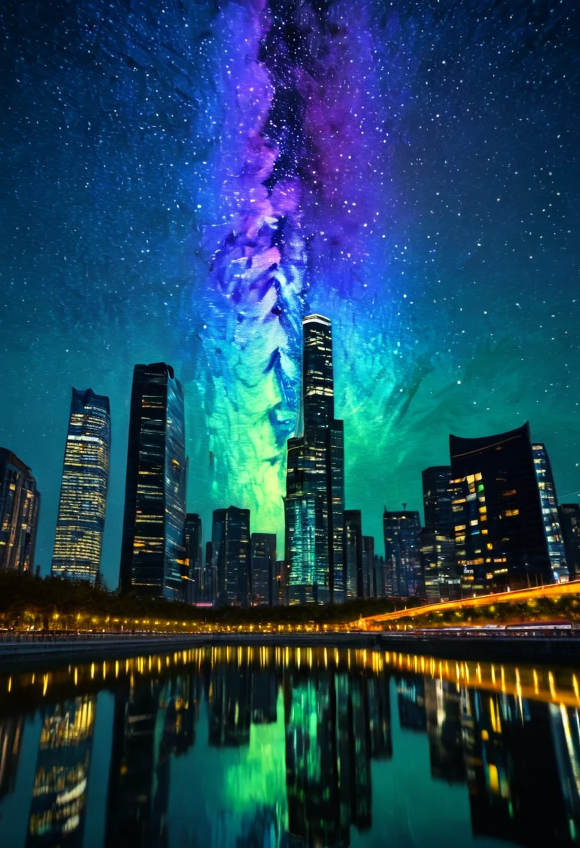 painting笔触,(painting),(painting)
**theme**:**现代城市夜景与梵高Starry Sky的融合**
**style**:**Post-Impressionism,Van Gogh-style brushstrokes**
**Color scheme**:
- **Main colors**:**Dark blue night sky and bright yellow lights**
- **Secondary color**:**Soft purple and dreamy pink**
- **Accent color**:**Vibrant green and warm orange**
**Composition**:
- **background**:**Rotating nebula and flowing starlight**
- **prospect**:**Skyscrapers**
**Light and shadow effects**:
- **Light and shadow contrast**:**vehement,Lights flickering**
- **reflection**:**Water surface light spots and glass curtain wall halo**
**theme变化**:
- **Combination of nature and modernity**:**Starry Sky与城市灯光交织**
- **The rhythm of life**:**Fast pace and tranquility coexist**
**Modern elements**:
- **LED screen**:**Dynamics and Artworks**
- **Drones**:**Light spot trails in the sky**
- **modern sculpture**:**Contrast with natural landscape**
**Emotional expression**:
- **Complex emotions**:**excited、、hope、dream**
- **Peaceful exploration**:**Peace and self-discovery amidst the hustle and bustle**
Use these prompt words,AI can create a painting that combines Van Gogh《Starry Sky》style与现代城市特色的画作。