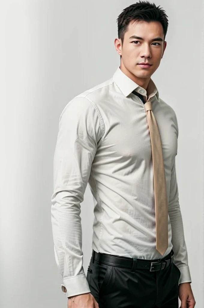 1man,
a 30 y.o muscular male wearing long-sleeve white shirt and tie, wearing leather shoes, full body,
soft lighting,
masterpiece, best quality, 8k uhd, dslr, film grain, Fujifilm XT3 photorealistic painting art by midjourney and greg rutkowski