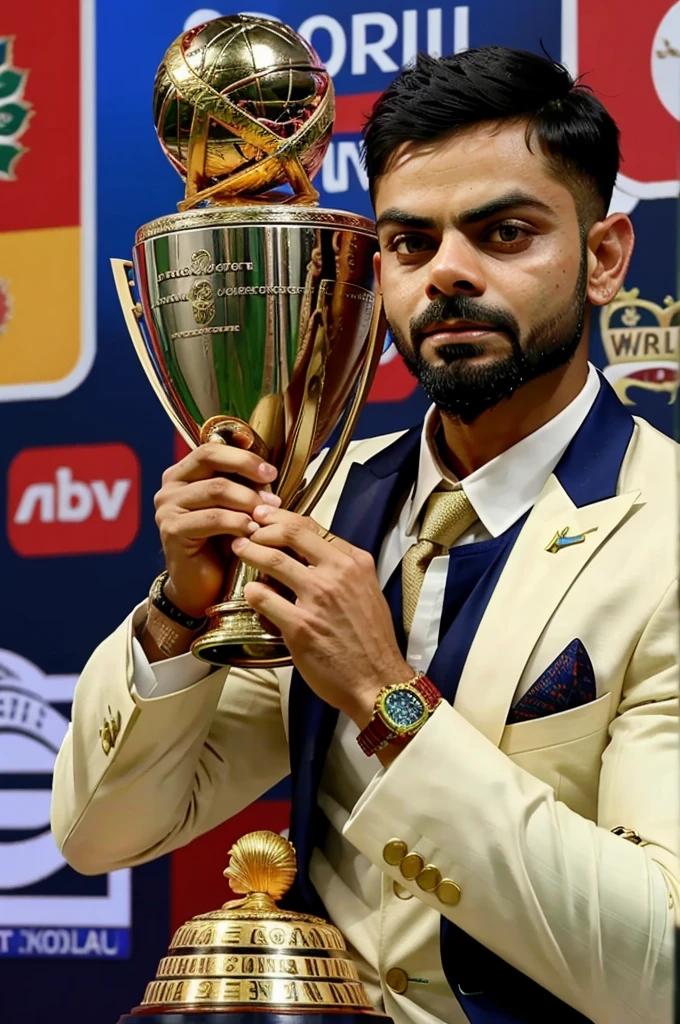 Virat Kohli with world cup trophy