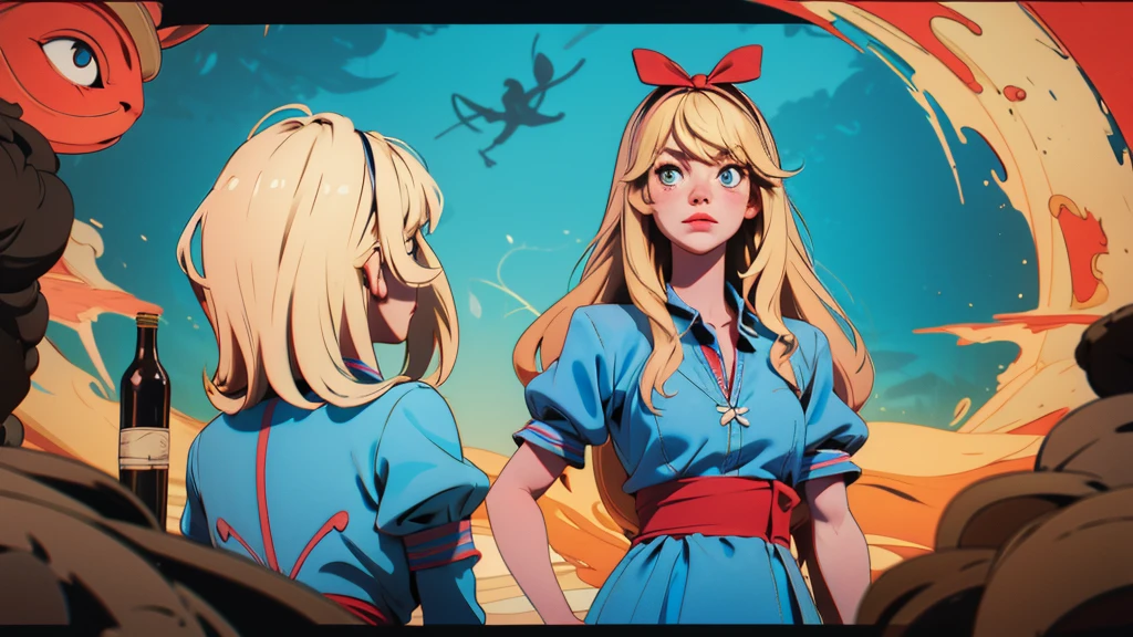 
Make a thumbnail for YouTube of a video about Alice in Wonderland, make Alice blonde