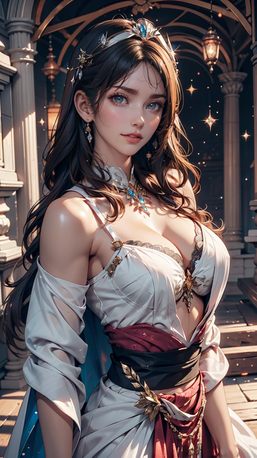 (Highest quality, masterpiece), One girl, Upper Body, Looking at the audience, frozen, Elsa, White Background、24-year-old female、Sexy proportions、Sexy、Narrow waist、Headpiece((hair ornament))、Cinematic light effects、Sparkle Effect((cinematic lighting, sparkle, 8K))、Anatomically correct((anatomically correct))、Ultra high definition((uhd))、Textured skin((textured skin))、Very detailed((super detail))、High detail((high details))