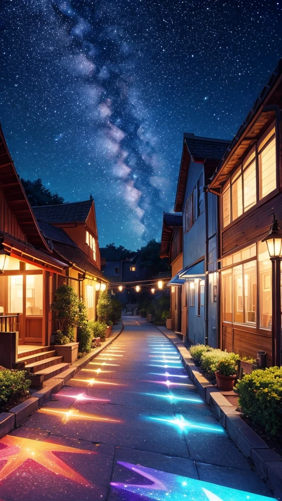 Fantastic starry sky colorful walkway