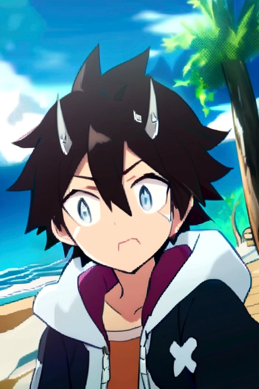 boy with horns, eyes browns