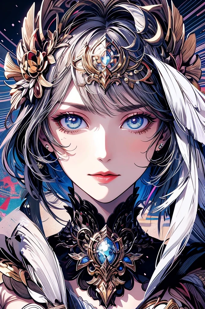 （masterpiece，Top，Official Art，Beautiful Beauty：1.2），（1girl：1.3），Extremely detailed，Colorful，The most detailed，（Watercolor：1.3），Optical Hybrid，Playful pattern，Lively texture，Rich colors，Unique visual effects