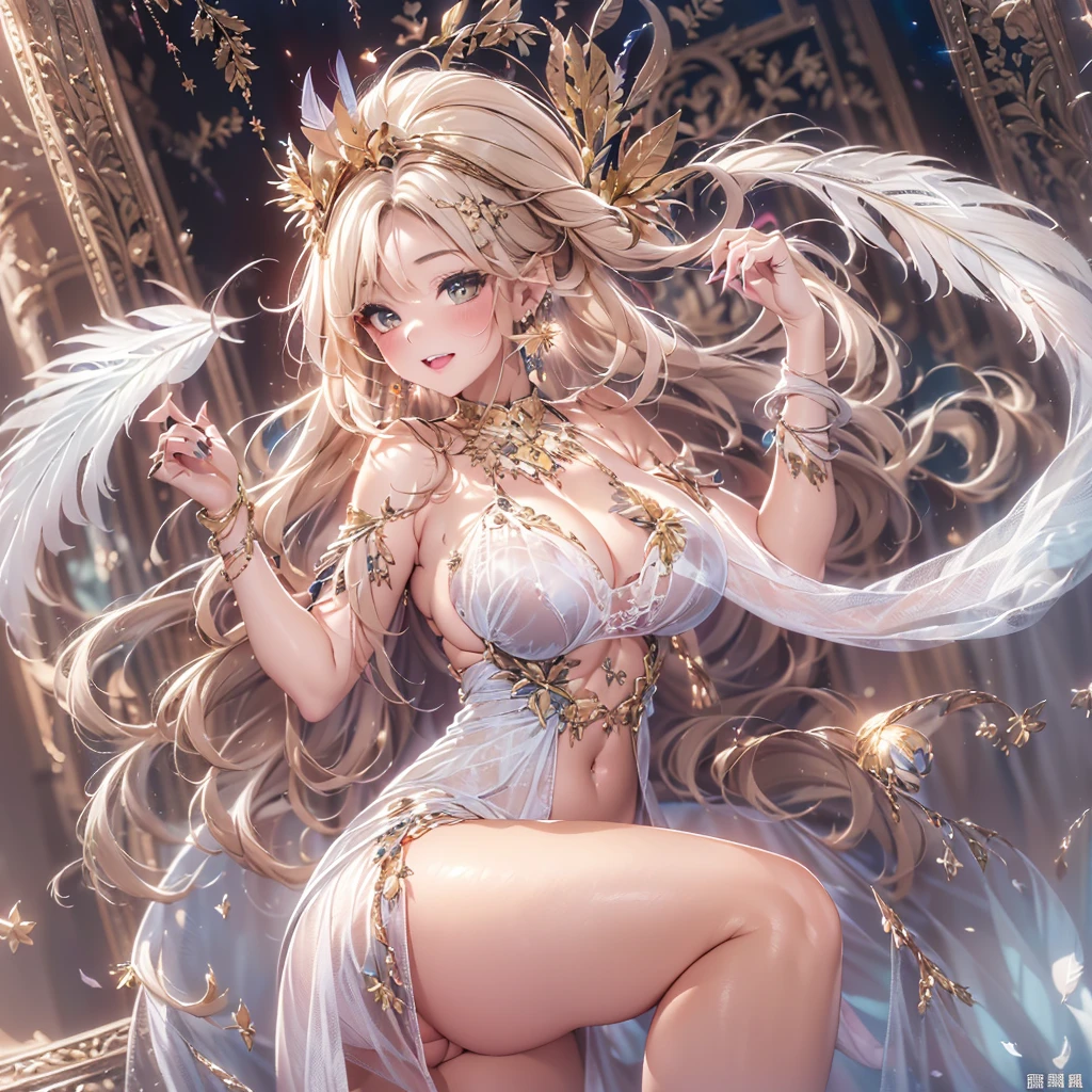 最高のmasterpiece、beautiful美しさ, 3D 2D, rich, blonde, stockings, High heels, poison、star、star、(Highly detailed CG Unity 8K wallpaper),(masterpiece), (最high quality), (Very detailedな), (Best Shadow), sharp eye liner, eye shadow, (((fine eye:1.1))), 超High resolution,Mature Woman、Sensual curves、Huge breasts、bubble、お尻のmasterpiece,Very detailedな, beautiful Mature Woman, Nightgowns and underwear, Captivating smile, Thick lips, plump唇, blush, Looking at the audience, Provocative expression, beautiful髪型, Cleavage, plump、Curvy Hips、Attractive face、Sexy Lingerie、An inviting gaze、Expressing emotions、Gorgeous Accessories 、colored feather, Precious metal decoration, colored Flowers, particle, Light, (masterpiece, 最high quality, 最high quality, Official Art, (1 Girl:1.3), Very detailed,(Fractal Art:1.1),(colorful:1.1)、(Flowers:1.3),Most detailed, (Dynamic pose), (Abstract background:1.3), (Shiny skin), (Many colors :1.4), (Earrings:1.4), (feather:1.4),masterpiece, 最high quality, Very detailedな, beautiful 、Mr.々Hair style,Gold headband,Ample breasts,beautiful butt,Greek clothing,Tulle covers the chest,Perfect balance, Detailed clothing,cinematic Lighting, Film Grain, 8K, masterpiece, Very detailedな, High detail, high quality, High resolution,(((Openwork decoration))),(((See-through dress)))、(((Anatomically correct body))) , Cowboy Shot, blush, (((1 Girl))), (masterpiece:1.3), (High resolution), (8K), (Very detailed), Perfect Face, (((最high quality))), detailed face, (alone),(((Sexy pose)))、(((Well-formed big)))、((beautiful目))、luxury、(((超High resolution)))、(((Detailed Description)))、(((Chubby body type)))、(((Body parts that correspond to anatomical structures)))、(((beautiful長いまつ毛)))、balanced figure,Fishnet tights、glamorous、(((Clear white and black 目)))、lipstick、(Undistorted face, eyes and body)、Finest Jewelry、gem、(長くカールしたbeautifulまつ毛)、(((バランス良いbeautiful胸)))、(transparent, Exquisite skin:1.2)、(((完璧なglamorousボディー)))、Actress's face、Super beautiful、Cute Smile、Healing beauty、Flower Shower、Perfect Eyes、Super sexy、Shiny skin、tutoring、Unblurred eyes