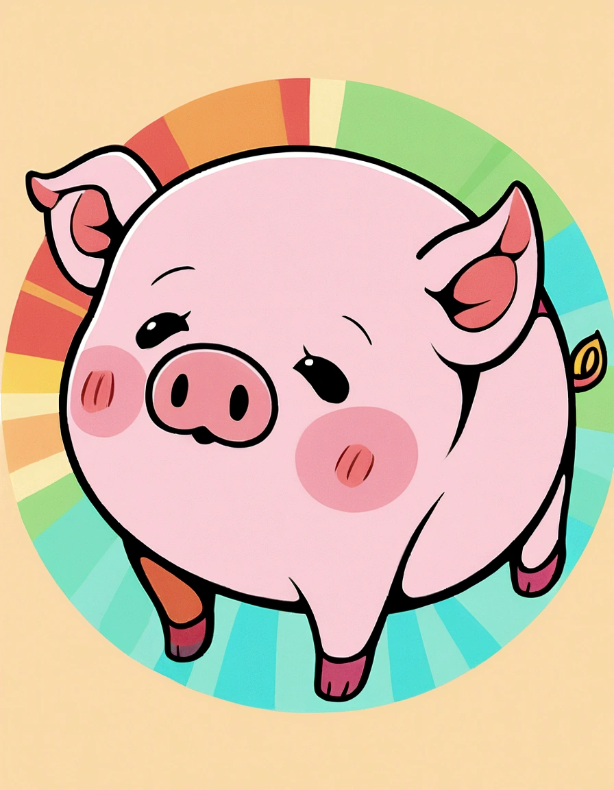 cute baby pig, cartoon style, few detail, no back ground, linhas grossas, no shading