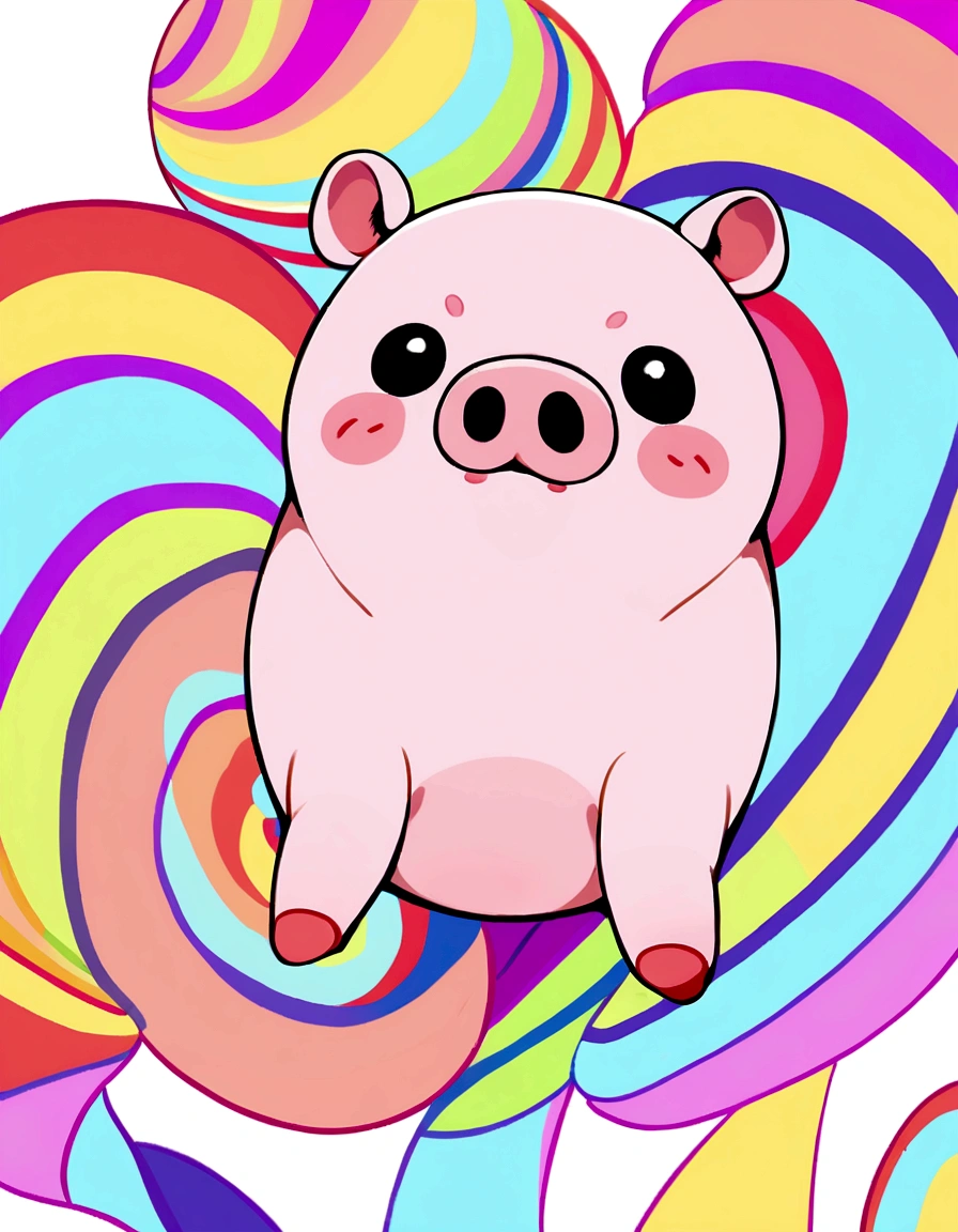cute baby pig, cartoon style, few detail, no back ground, linhas grossas, no shading