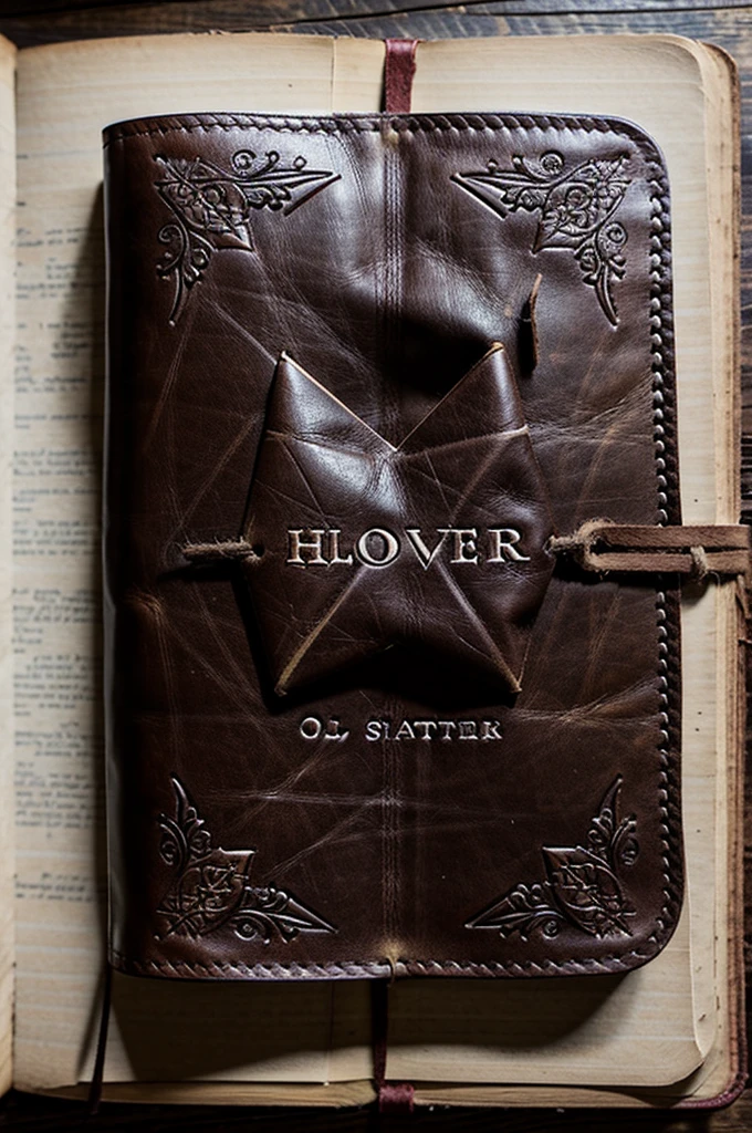 Leather cover of an old book,There are countless traces of years,It gives me a lot of feelings,There is a blood-red pattern of a ten-pointed star on the cover, located in the upper middle of the cover.,Below the pattern is the name of the book "Hidden Old Text",The shape of the name is extremely strange, messy and hideous,Like deep scratches on the rock。