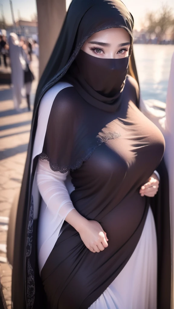 8k, top quality, masterpiece: 1.2), (realistic, photo-realistic: 1.37), very detailed, ((((1 girl))),big ,sexy clothes, detailed ,veil,(((with man))),(((in intimate relationship))), detaill,solo, beautiful details,