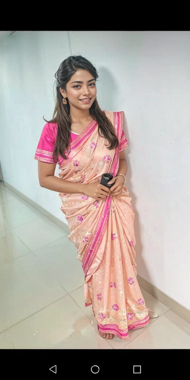 Photo of Rashmika Mandanna, young, beautiful, completely naked, holding a loose yellow saree over her naked body, completely drenched in rain, wet, above average breasts, cleavage visible, smiling,upper body, ((rear view:1.3)), butt cleavage visible visible , closeup