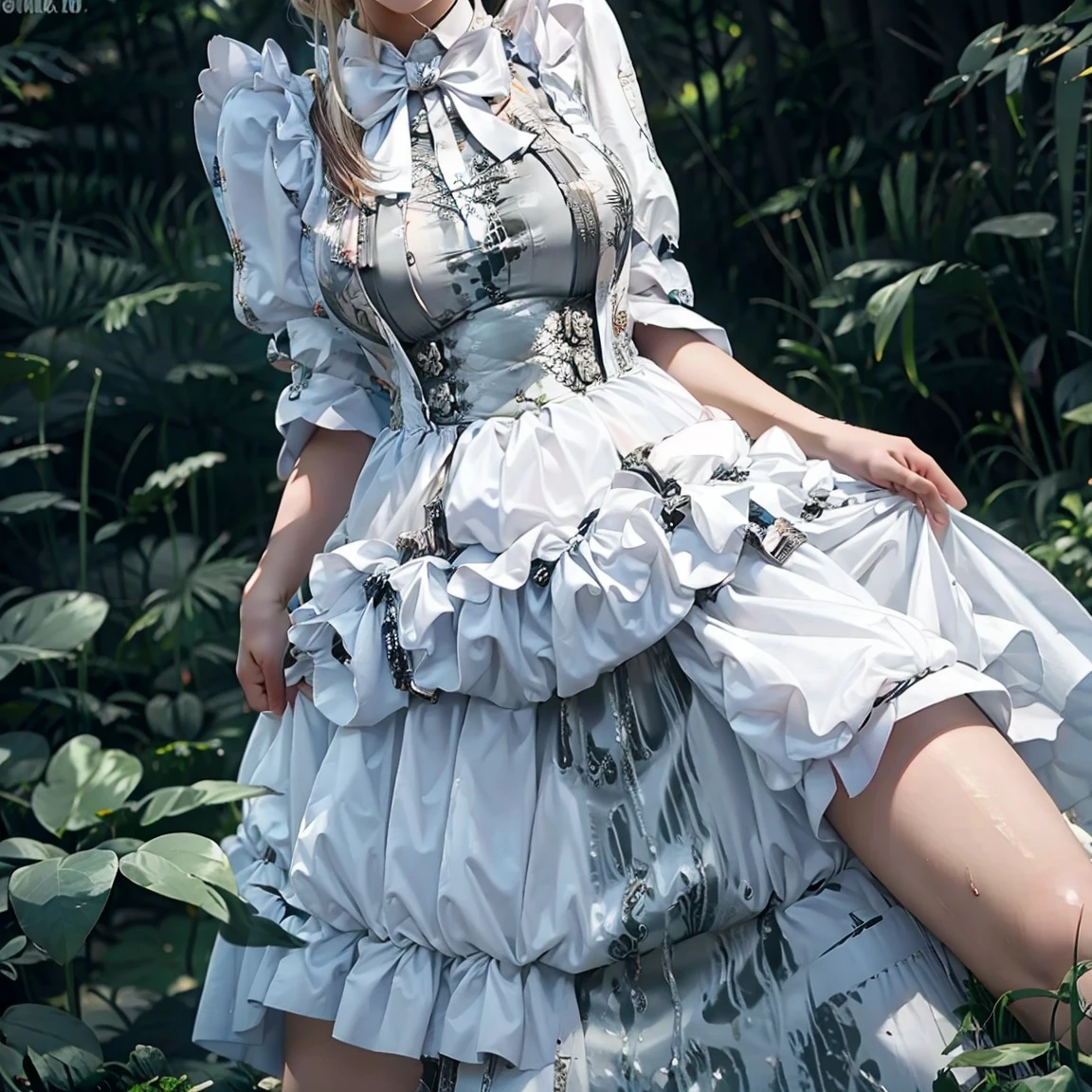 Slim and classically made、Woman wearing glasses、Show your underwear、smile、Sheer lace underwear、Transparent maid clothes、Ade、To pee