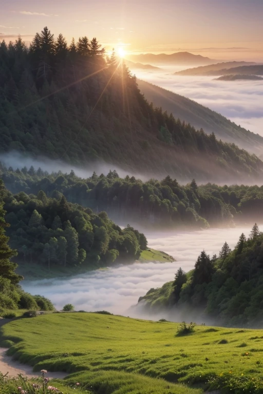 Nature beauty: Create a stunning landscape wallpaper, like a serene beach at sunset or a lush forest in the morning mist.
