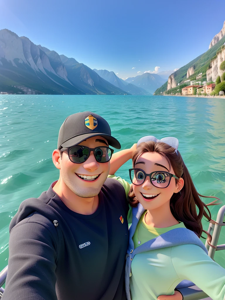 A happy holiday couple on Lake Garda in Italy
