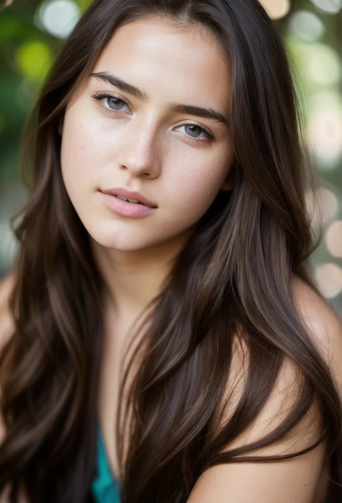 At night, RAW photo, (((extremely beautiful portrait))), ((glistening skin)), 1girl, 18 years old girl, ((natural brown hair)), [blue eyes], long hair, eyeliner, fluttering hair, vibrance, ((masterpiece, best quality, hyper detailed, Cinematic light, intricate details, highres, 8k, extremely detailed)), detailed background, 8k uhd, dslr, soft lighting, high quality, film grain, Fujifilm XT3, shallow depth of field, natural light, (perfect hands), perfect face