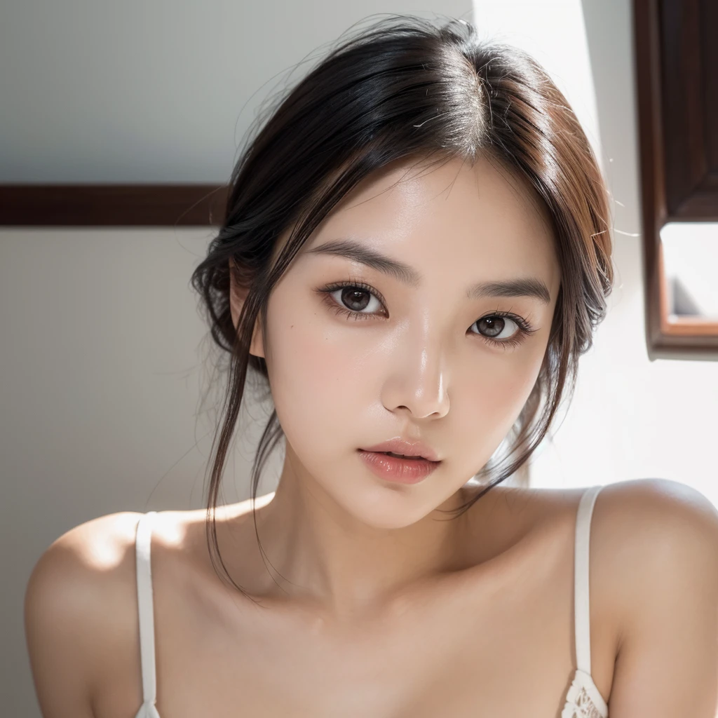full body,Chubby Japanese woman's upper body figure full body picture of The most beautiful 25 years old women to exist, black hair, dark eyes, ultra high resolution photo of a beautiful woman, short dress, detailed skin, iris detail, detailed fabric, peach fuzz, eyebags, detailed natural thin lips, hair shadows, dust, unedited thin lips, 8k photography, unedited skin, thin lips, clear skin, healing cuts, thin facial hair, model, hyper detailed eyes, subtle imperfections, macro hair detail, sharp focus, front facing face, looking straight forward, perfectly symmetrical face, head downcast, extreme photorealism perfect detail morning light photographic portrait, - --s 750 --style raw