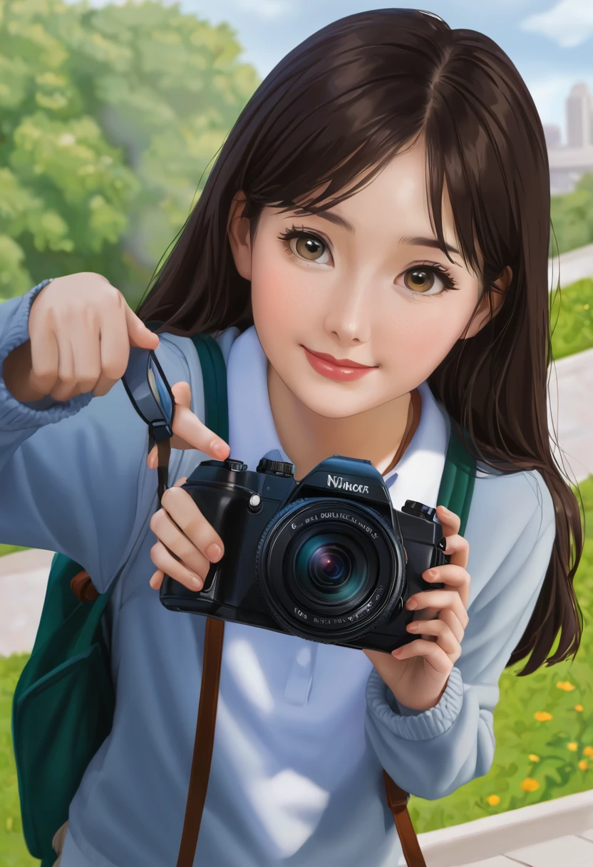 A student is taking a photo