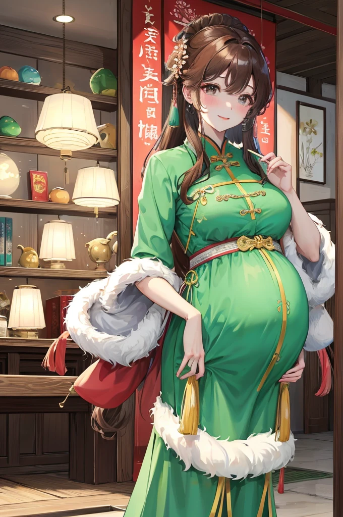 绝代夜满月1女China风古风姐妹御姐Smile棕发Princess剪麻花辫双丸浅粉红唇, calm, Intellectuals, Zhongfa, Green Student, hairpin, Peach Blossom, red clothes easter, best quality, Married woman, aldult, Chinese, China, elder sister, Smile, hairpin,Brown hair, Princess,Full of maternal love,China传统服饰,purely,blush,Solemn yet lively,Mother,Mature,Beautifully,Pregnant,wife