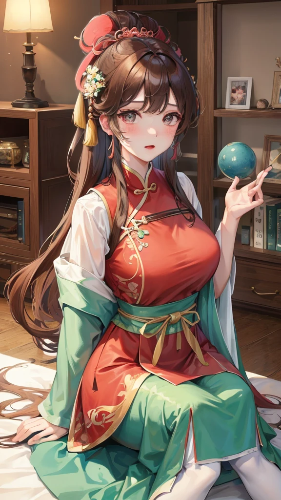 绝代夜满月1女China风antiquity姐妹御姐微笑棕发Princess剪麻花辫双丸浅粉红唇, calm, Intellectuals, Zhongfa, Green Student, hairpin, Peach Blossom, Red clothes,masterpiece, best quality, Married woman, aldult, Chinese, China, elder sister, hairpin,Brown hair, Princess,Full of maternal love,purely,blush,Passionate,Mother,Mature,Beautifully,wife,Pantyhose,Shy,happy,Loveable,发hairpin,Double tail,antiquity