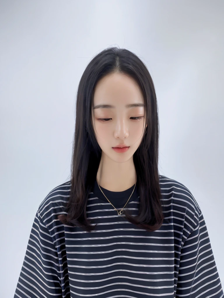 Best Quality, 8k, Masterpiece, (Portrait: 1.3), (photo realistic:1.4), (hyper realistic:1.4), Sharp Focus, looking at viewer, (smoother lighting:1.1), (increase cinematic lighting quality:0.9), realistic lighting, backlighting, light on face, ray trace, (brightening light:1.2), (Increase quality:1.4), sharp detail, (best quality real texture skin:1.4), finely detailed eyes, black_eyes, finely detailed face, 25 year old Korean woman