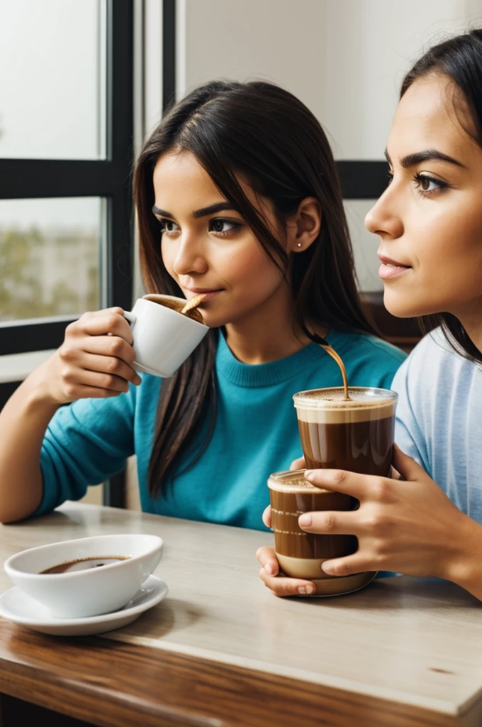 People drinking coffee in the morning