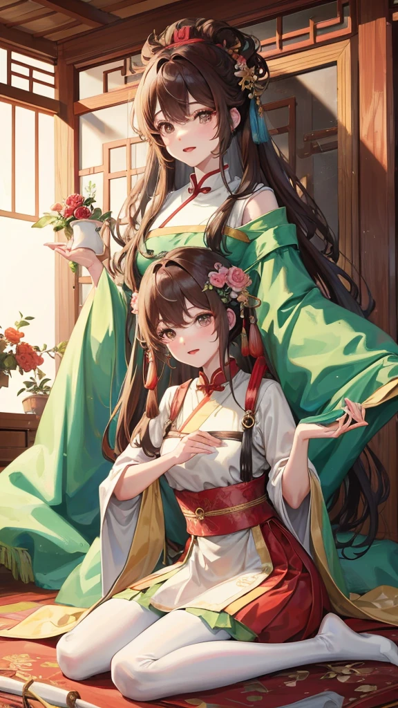 绝代夜满月1女China风antiquity姐妹御姐微笑棕发Princess剪麻花辫双丸浅粉红唇, calm, Intellectuals, Zhongfa, Green Student, hairpin, Peach Blossom, Red clothes，masterpiece, best quality, Married woman， aldult, Chinese, China, elder sister,   hairpin，Brown hair, Princess，Full of maternal love，purely，blush，Passionate，Mother，Mature，Beautifully，wife，Pantyhose，Shy，happy，Loveable，发hairpin，Double tail，antiquity
