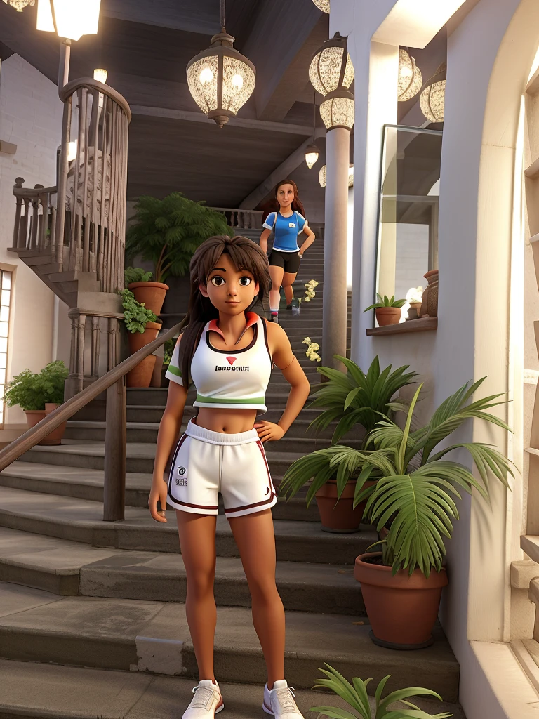 
Athletic woman on a staircase