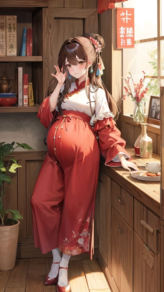 绝代夜满月1女China风antiquity姐妹御姐微笑棕发Princess剪麻花辫双丸浅粉红唇, calm, Intellectuals, Zhongfa, Green Student, hairpin, Peach Blossom, Red clothes,masterpiece, best quality, Married woman, aldult, Chinese, China, elder sister, hairpin,Brown hair, Princess,Full of maternal love,purely,blush,Passionate,Mother,Mature,Beautifully,wife,Pantyhose,Shy,happy,Loveable,发hairpin,Double tail,antiquity,Pregnant