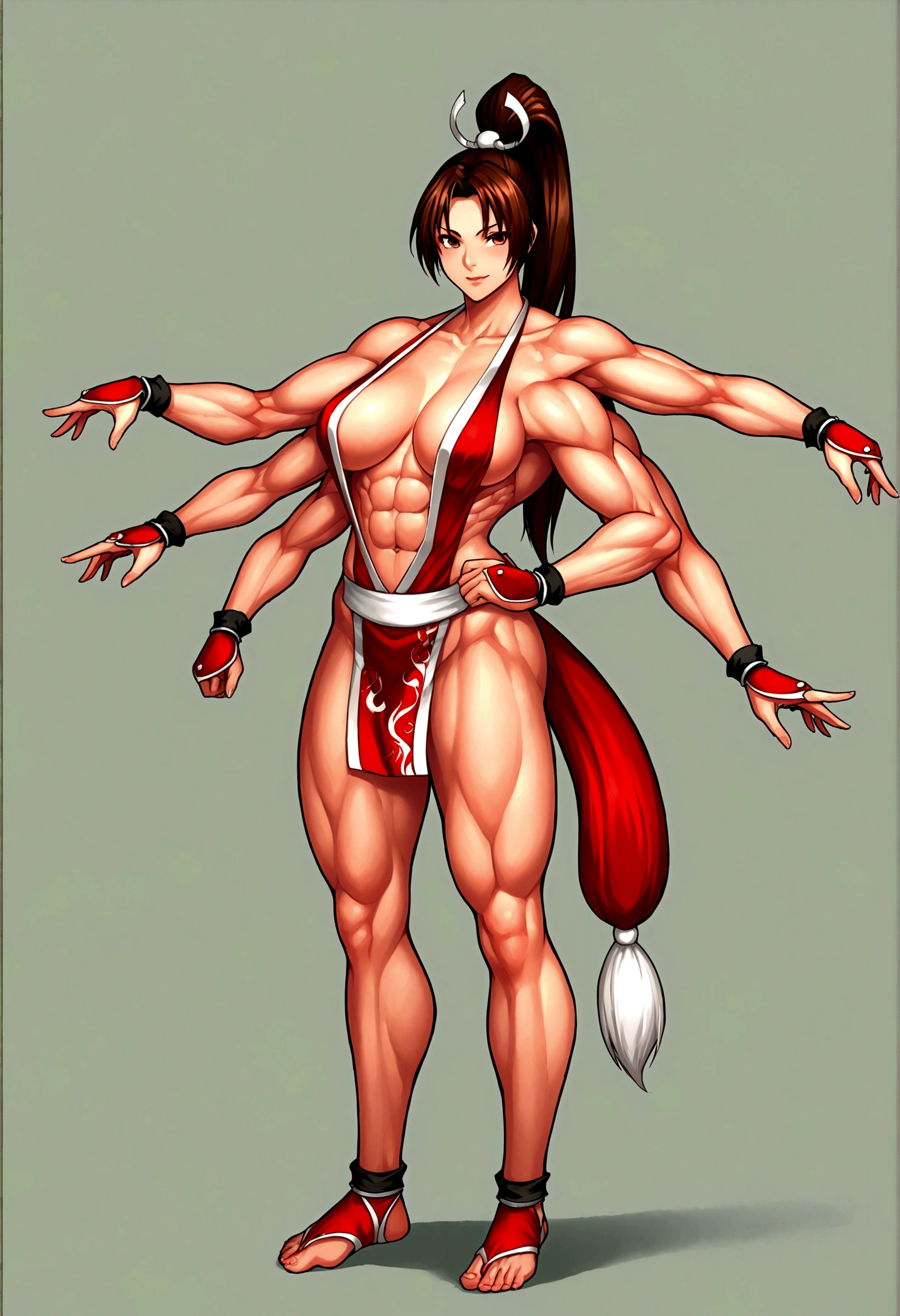 Shiranui, muscular body, 4 arms, full body.