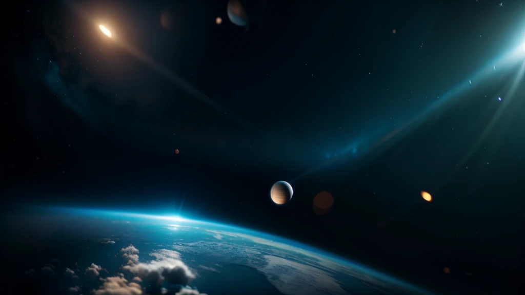 VERY CLOSE BLACK PLANETS ALMOST TOUCHING IN THE MIDDLE OF SPACE. HIGH RESOLUTION AND HYPER REALISTIC 4K IMAGE, cinematic lighting
