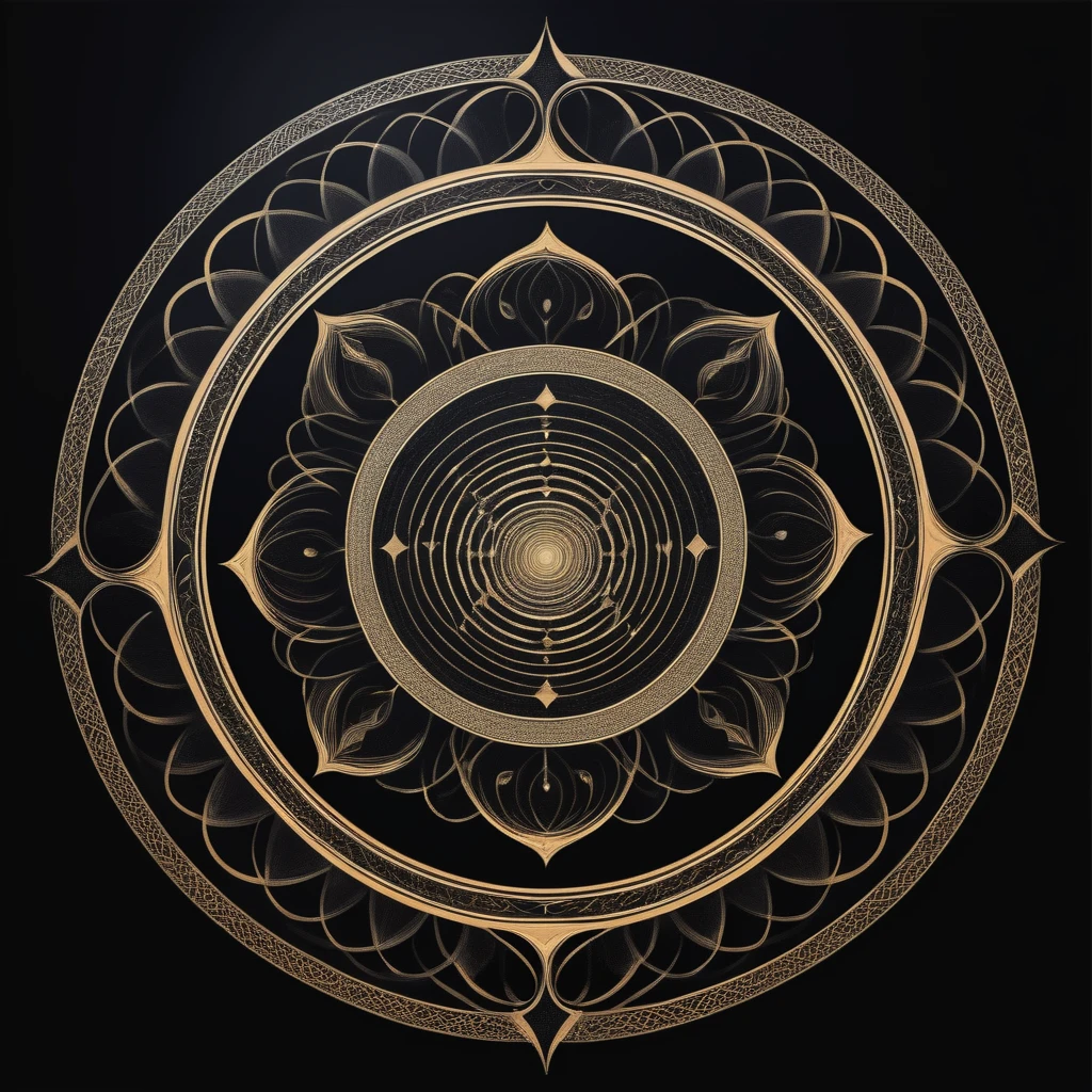 circle, Convoluted, Fantasia, Ancient writings Round Black background Fantastical magic circles planar one big circle fine print fine shape bilaterally symmetrical Geometry learned no human background only