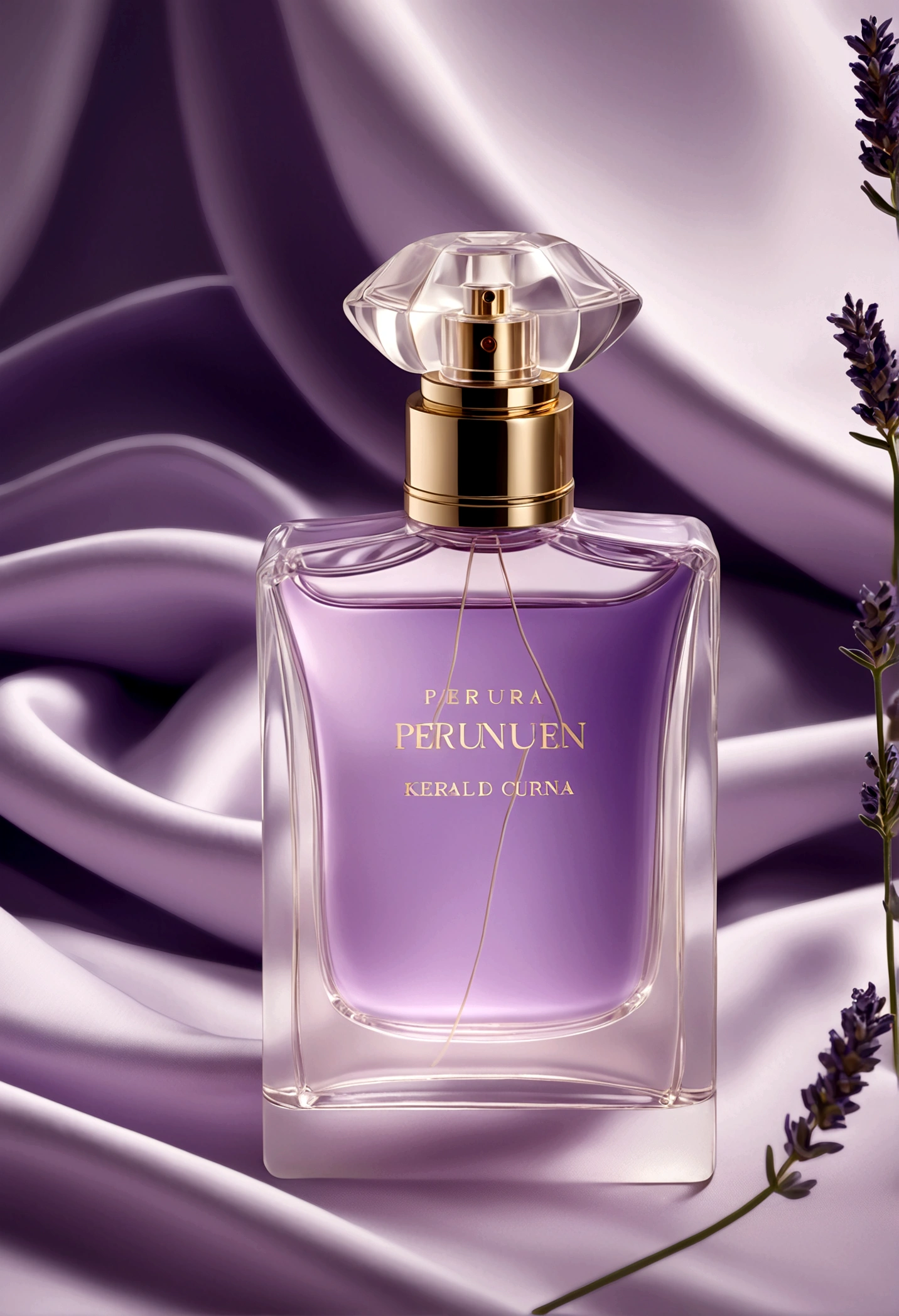 perfume , delicate fabric lavender fabric, fabric is light on perfume, красивые perfume, aesthetic advertising, стильные perfume, soft aura, blurred background, light, нежные perfume, cold haze