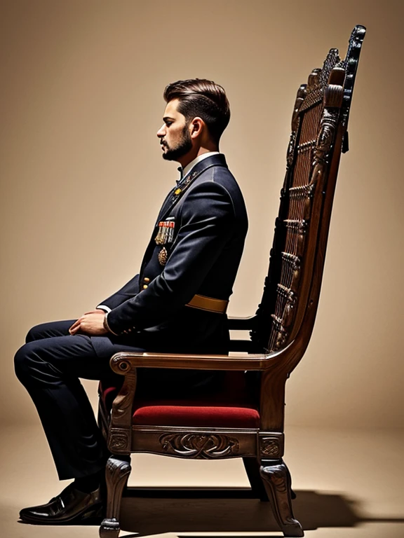 man sitting on a throne seen in profile