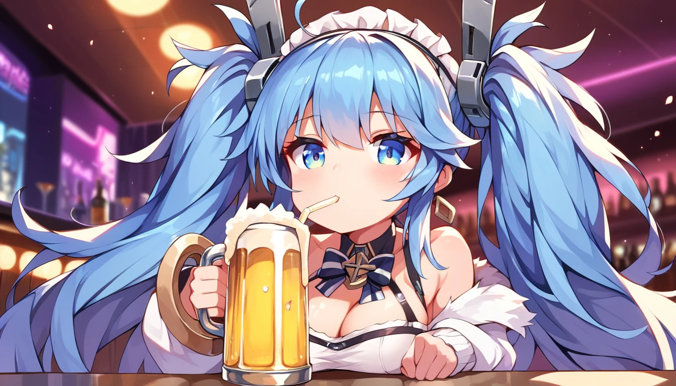 ((1girl:1.3)), ((moe style:1.3)), laffey (azur lane), nightclub, ((drinking beer:1.3)), ((perfect face)), ((extremely cute:1.3)), ((masterpiece:1.3)), ((8k)), ((best quality:1.3)), ((beautiful)), ((extremely detailed:1.3)) , ((absurdres)), AddXL, ((score_9:1.3)), ((score_8_up:1.3)), ((score_7_up:1.3))