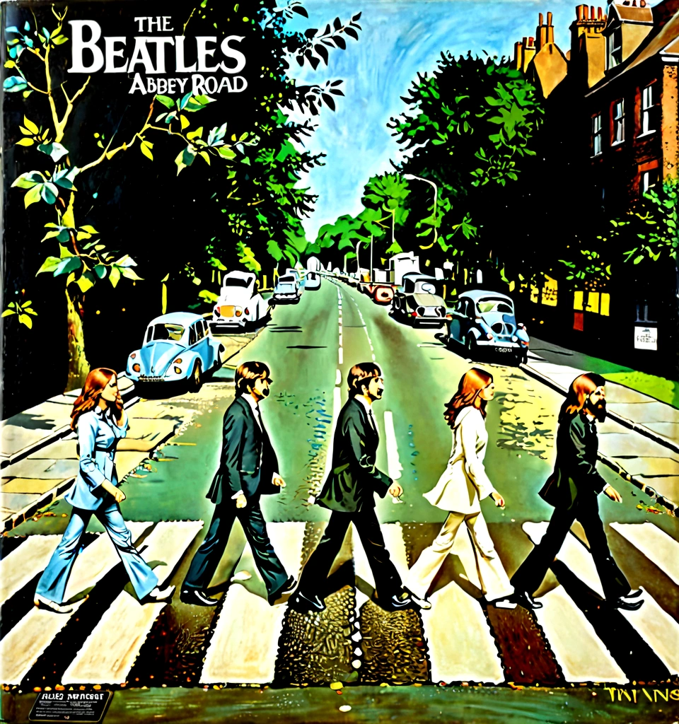 Cover of Beatles "Abbey Road" album, by Leonardo Da Vinci
