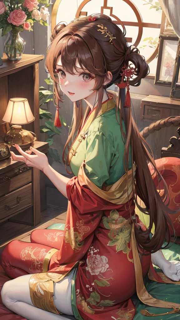 绝代夜满月1女China风antiquity姐妹御姐微笑棕发Princess剪麻花辫双丸浅粉红唇, calm, Intellectuals, Zhongfa, Green Student, hairpin, Peach Blossom, Red clothes,masterpiece, best quality, Married woman, aldult, Chinese, China, elder sister, hairpin,Brown hair, Princess,Full of maternal love,purely,blush,Passionate,Mother,Mature,Beautifully,wife,Pantyhose,Shy,happy,Loveable,发hairpin,Double tail,antiquity,Leg ring