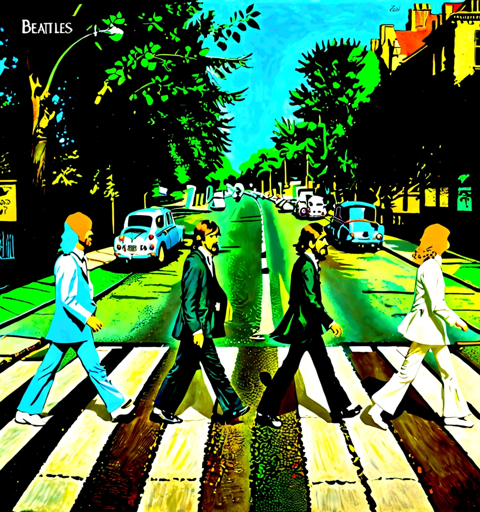Cover of Beatles "Abbey Road" album, by Rembrandt