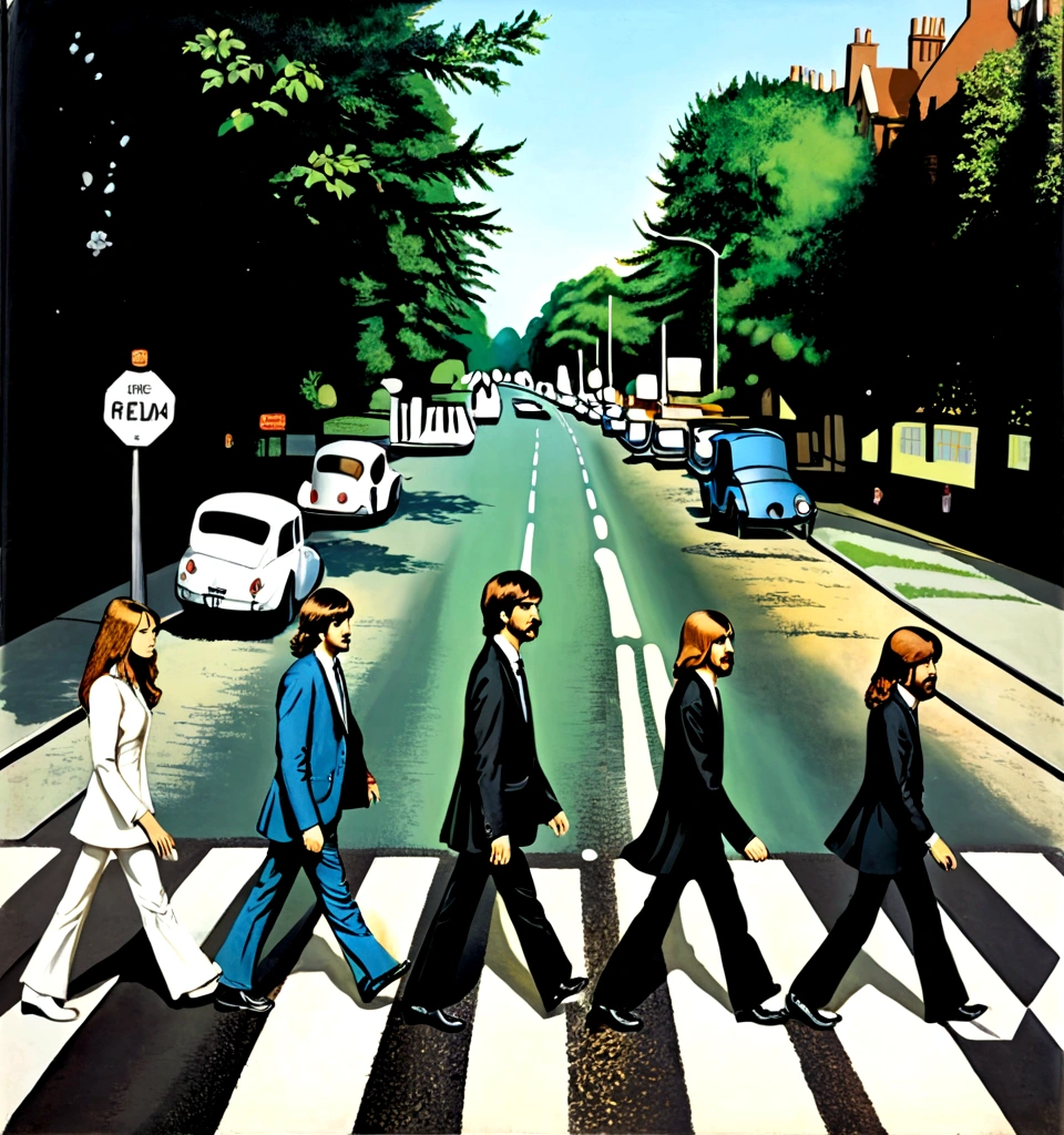 Cover of Beatles "Abbey Road" album, by Leonardo Da Vinci