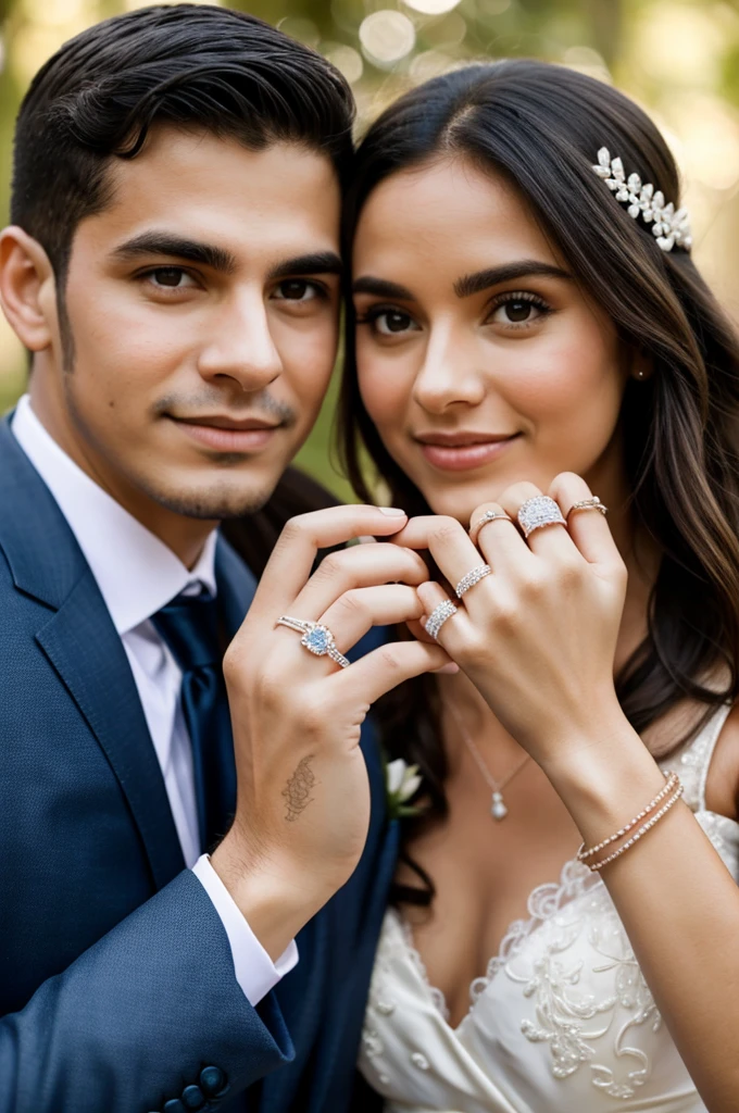 Pair of wedding rings, one with the name Martín and the other Leti, 21st birthday