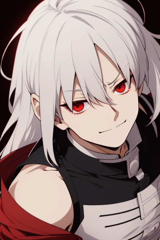 Shoto Todoroki from My Hero Academia red eyes and white hair, pale skin. Looking directly at the viewer