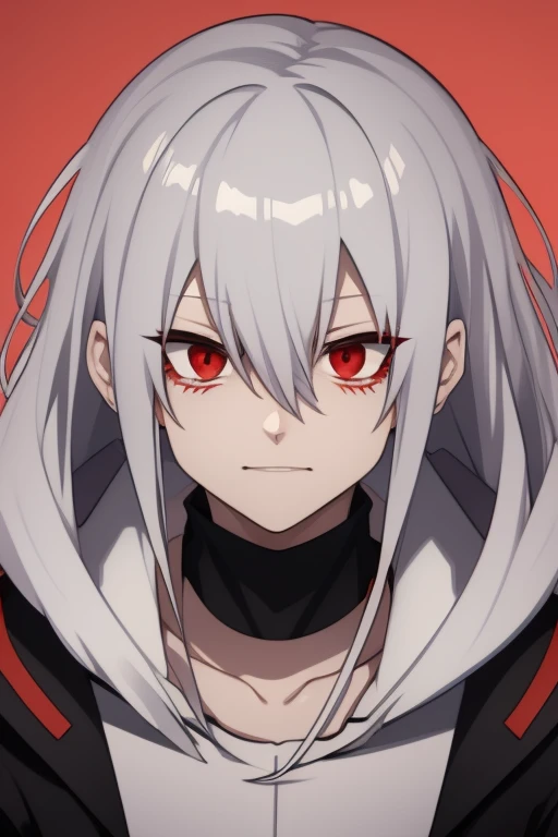 Shoto Todoroki from My Hero Academia red eyes and white hair, pale skin. Looking directly at the viewer