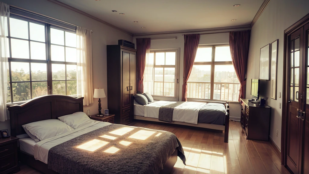 Highest quality, 8K, 4K, High resolution, High Contrast,bedroom