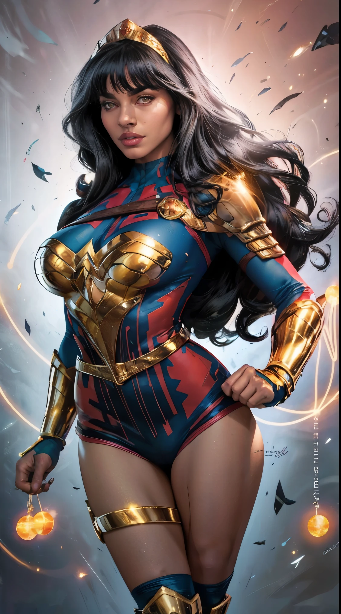 ( Masterpiece, 4k resolution, ultra-realistic, very detailed) beautiful sexy  donna Troy ,beautiful detailed eyes,beautiful detailed lips,extremely detailed face,long eyelashes, sexy,soft lighting,subtle background,professional photography,vivid colors full body ,  by a fan, blushing face () full body (seductive) (ready for ) (biting her liplue eyes) (Donna Troy) Amazon (wonder girl) (black and silver outfit) (silver bracelets)
 (DC comics) portrait photography by artgerm, in the style of realism, glistening skin, , natural lighting, Defined full lips. Muscular fitness feminine body full body (Dakimakura) (on bed)