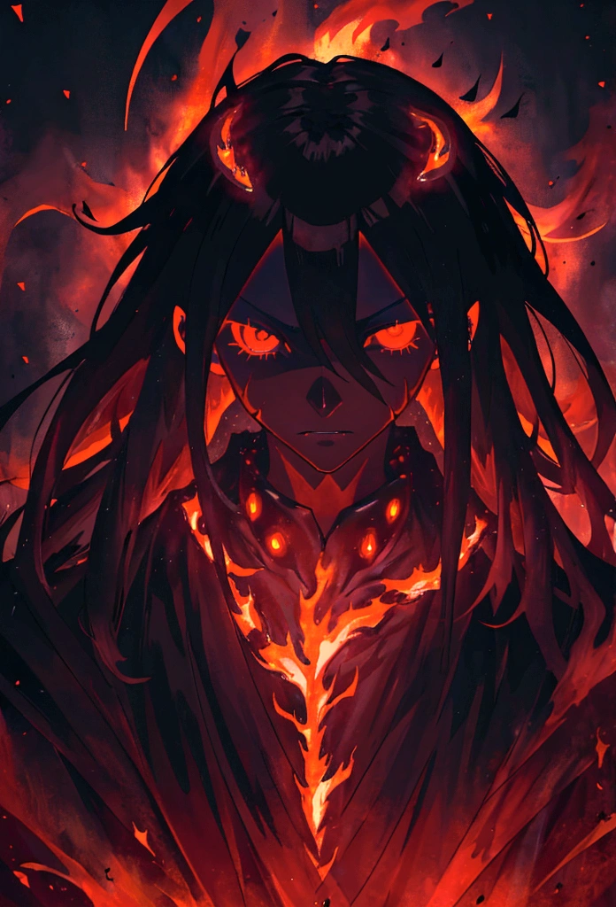 dark black without face or anything with red flames in the background, emitting evil red aura evil aura, epic anime style, red eyes glowing, with glowing red eyes, with red glowing eyes, just black , red aura, dark glowing red aura,phonk style, glowing red eyes, glowing and epic,black man