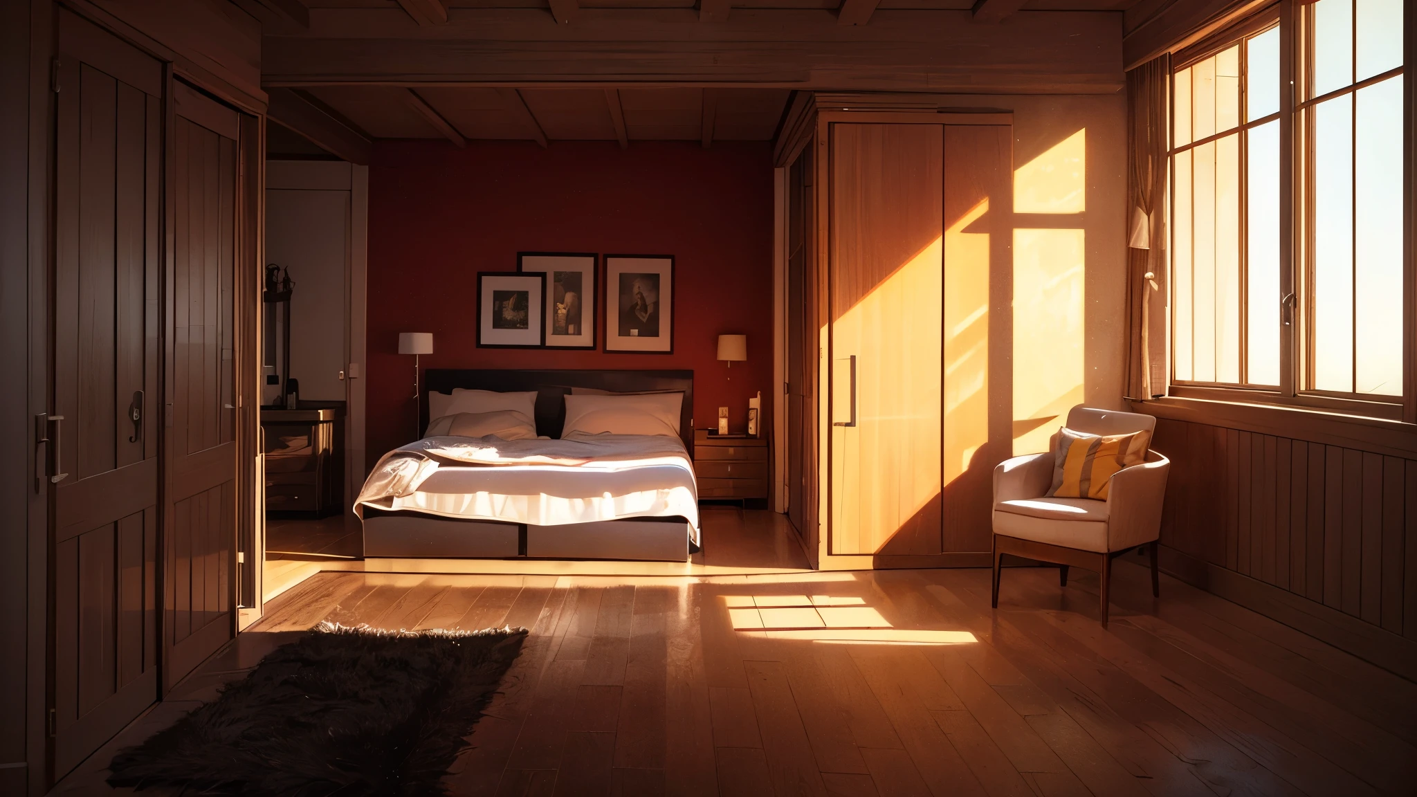 Highest quality, 8K, 4K, High resolution, High Contrast,bedroom